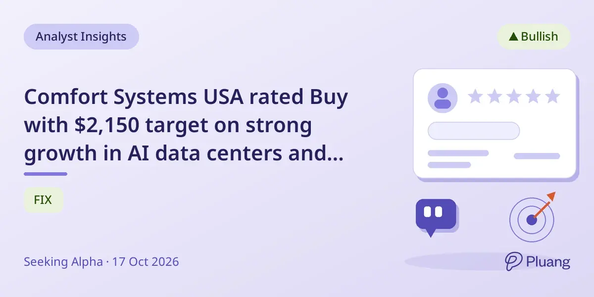 Comfort Systems USA rated Buy with $2,150 target on strong growth in AI data centers and healthcare sectors.