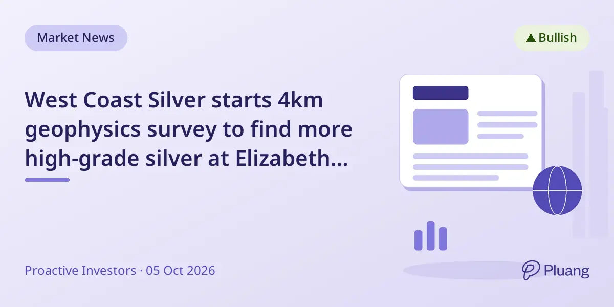 West Coast Silver starts 4km geophysics survey to find more high-grade silver at Elizabeth Hill.