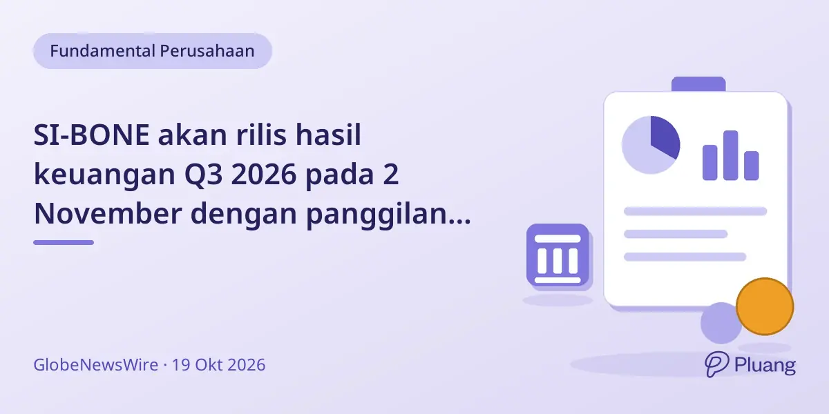 SI-BONE akan rilis hasil keuangan Q3 2026 pada 2 November dengan panggilan investor langsung.