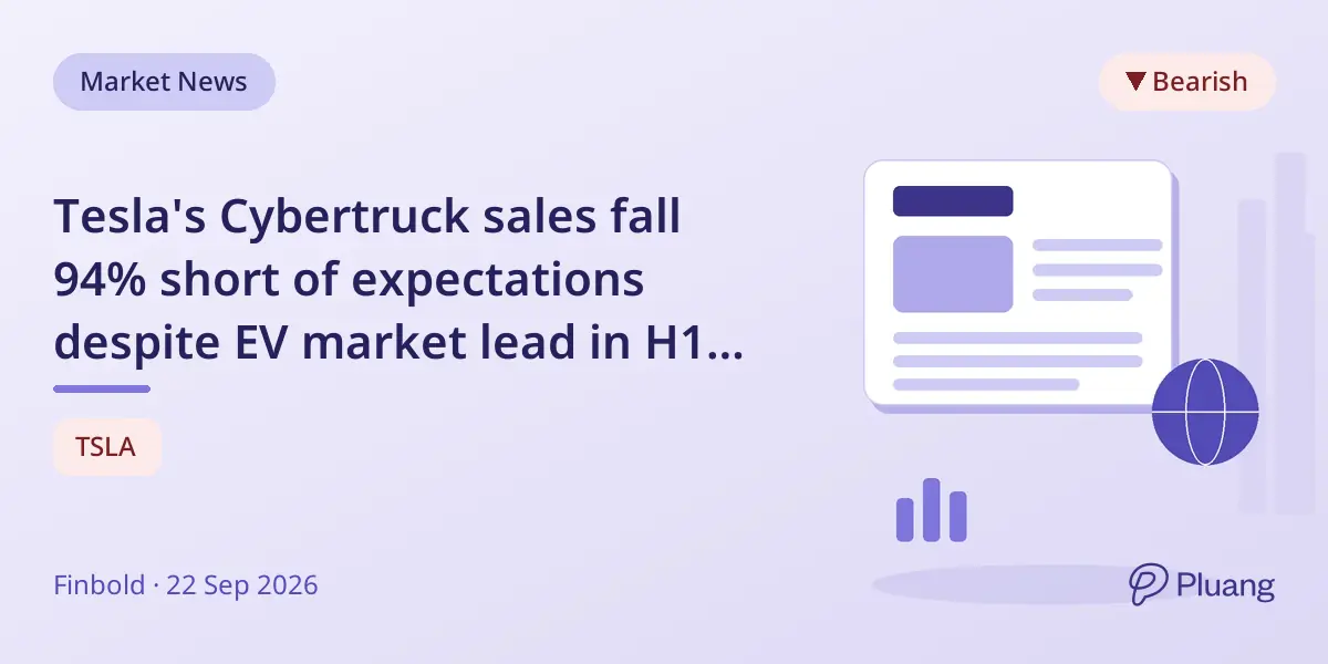 Tesla's Cybertruck sales fall 94% short of expectations despite EV market lead in H1 2026