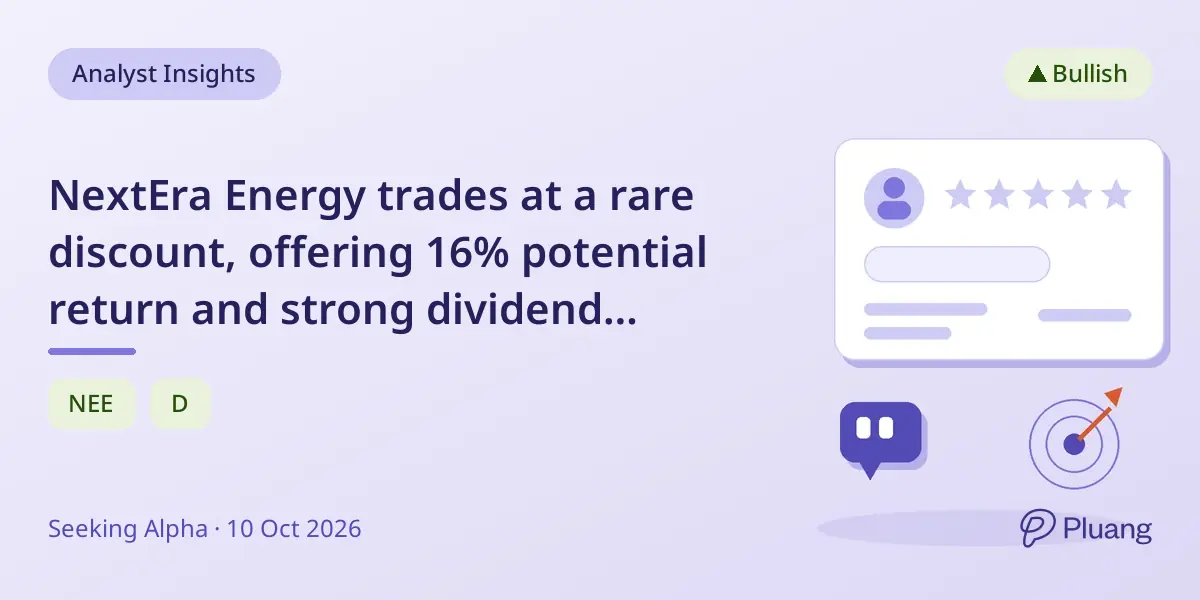 NextEra Energy trades at a rare discount, offering 16% potential return and strong dividend growth.