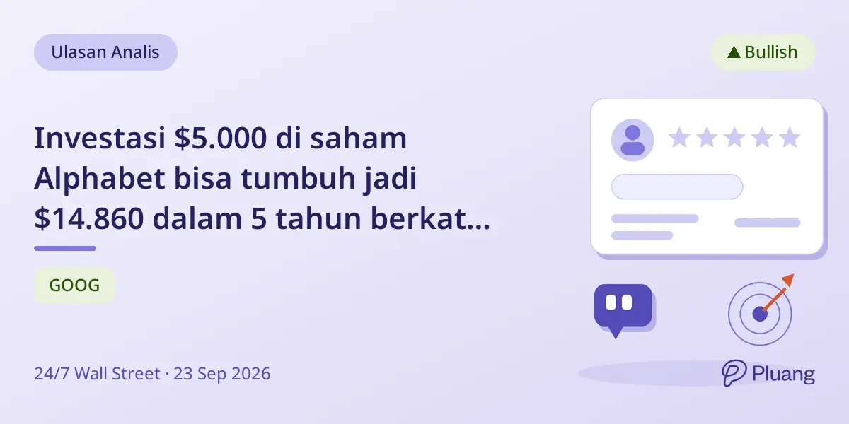 Investasi $5.000 di saham Alphabet bisa tumbuh jadi $14.860 dalam 5 tahun berkat pertumbuhan AI.