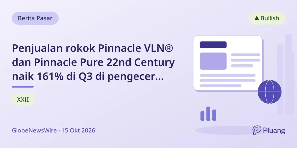 Penjualan rokok Pinnacle VLN® dan Pinnacle Pure 22nd Century naik 161% di Q3 di pengecer utama.