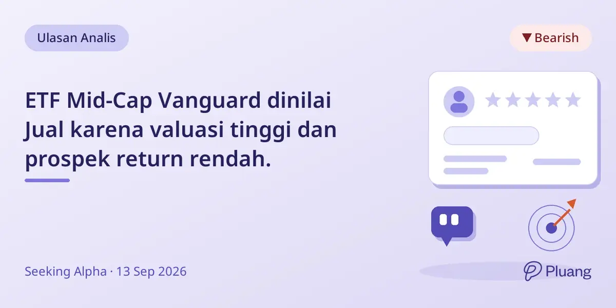 ETF Mid-Cap Vanguard dinilai Jual karena valuasi tinggi dan prospek return rendah.