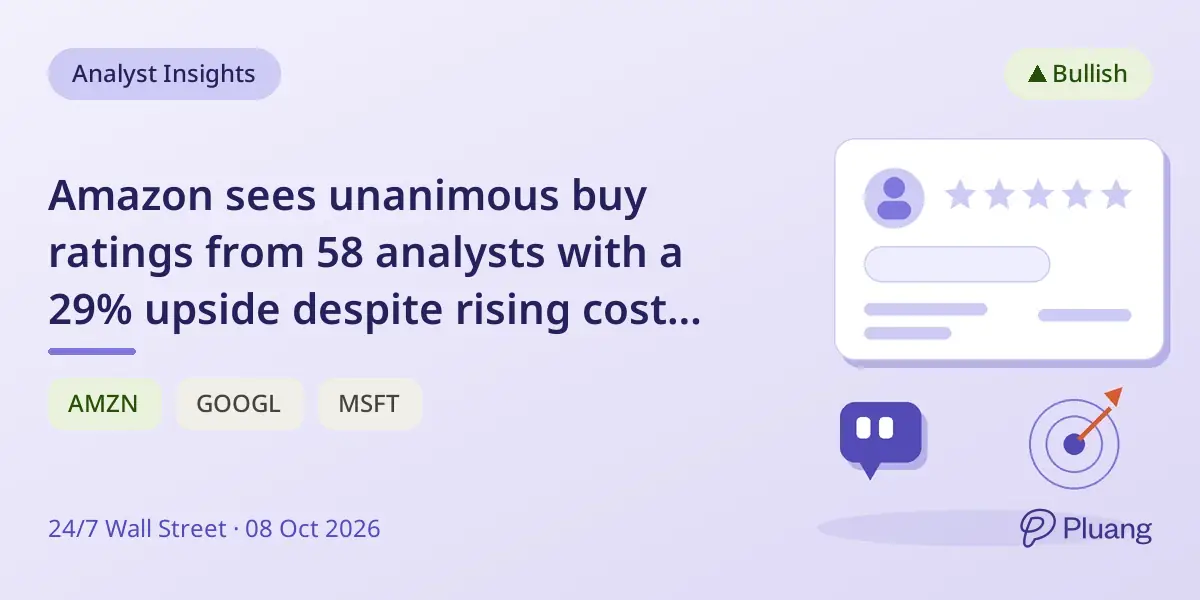 Amazon sees unanimous buy ratings from 58 analysts with a 29% upside despite rising costs and negative cash flow.