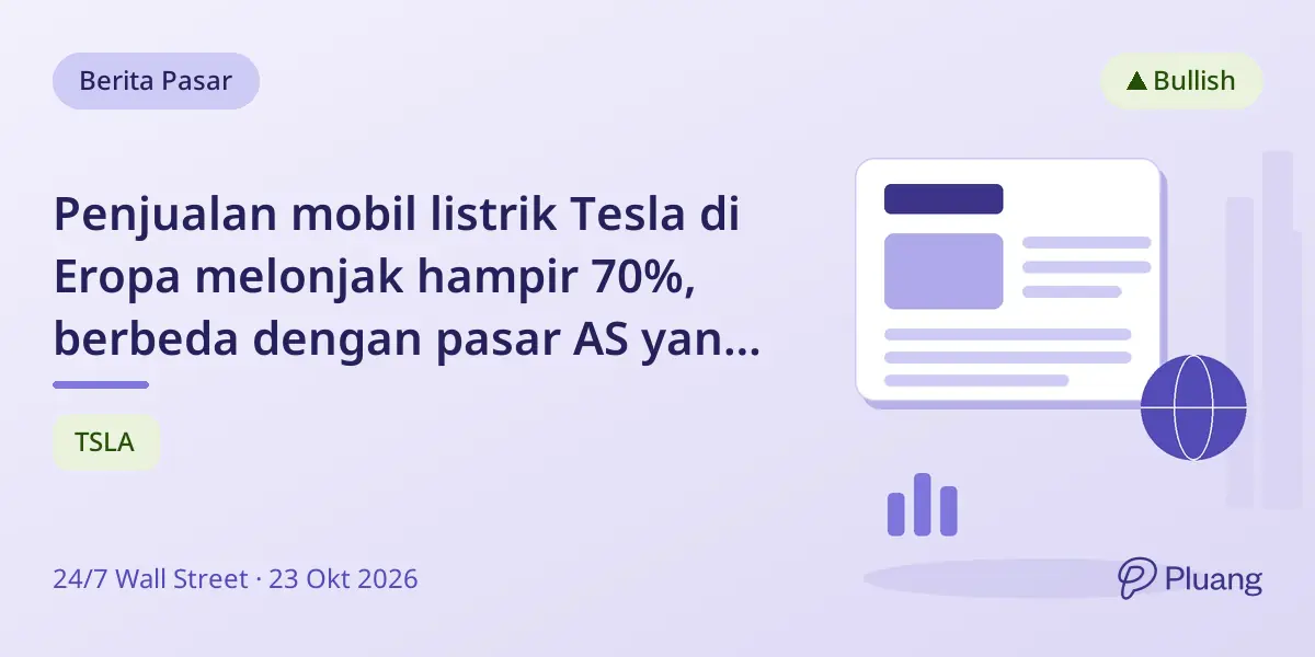 Penjualan mobil listrik Tesla di Eropa melonjak hampir 70%, berbeda dengan pasar AS yang lesu.