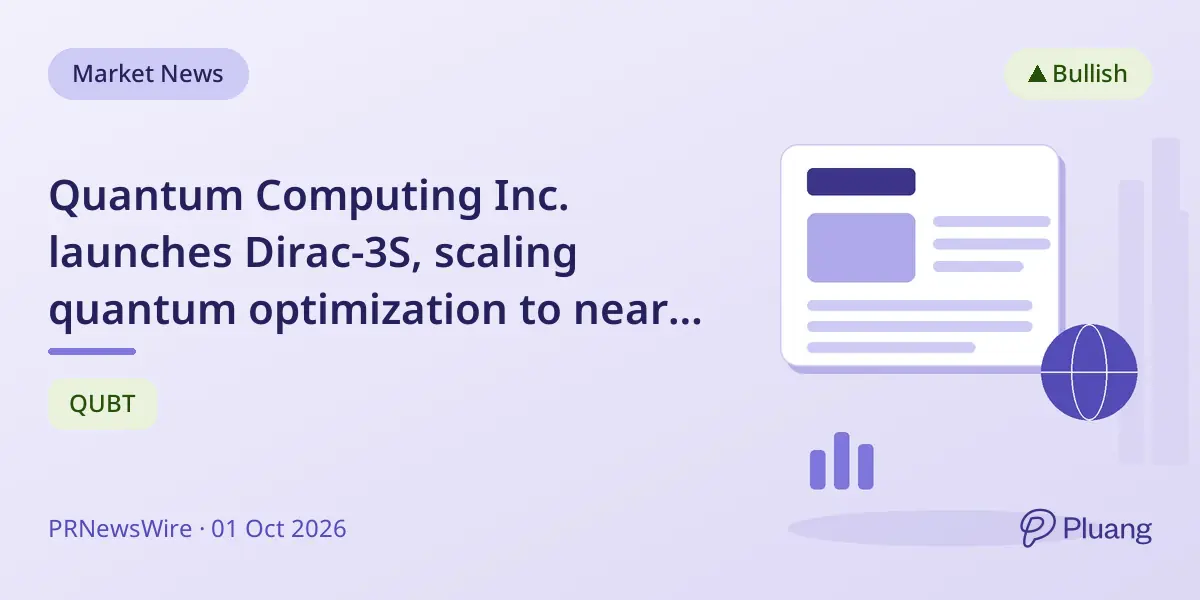Quantum Computing Inc. launches Dirac-3S, scaling quantum optimization to nearly 10,000 variables with faster, modular design.
