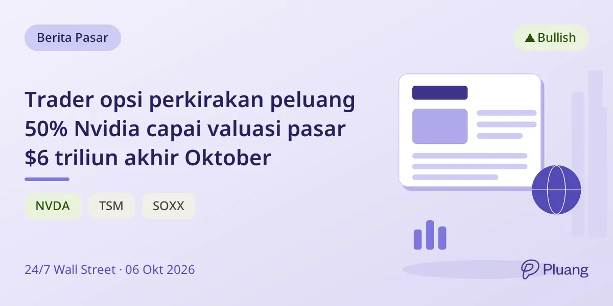 Trader opsi perkirakan peluang 50% Nvidia capai valuasi pasar $6 triliun akhir Oktober