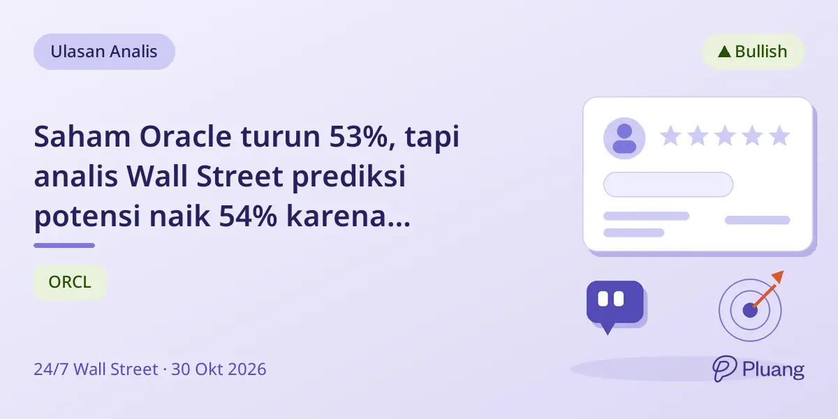 Saham Oracle turun 53%, tapi analis Wall Street prediksi potensi naik 54% karena pertumbuhan cloud yang pesat.