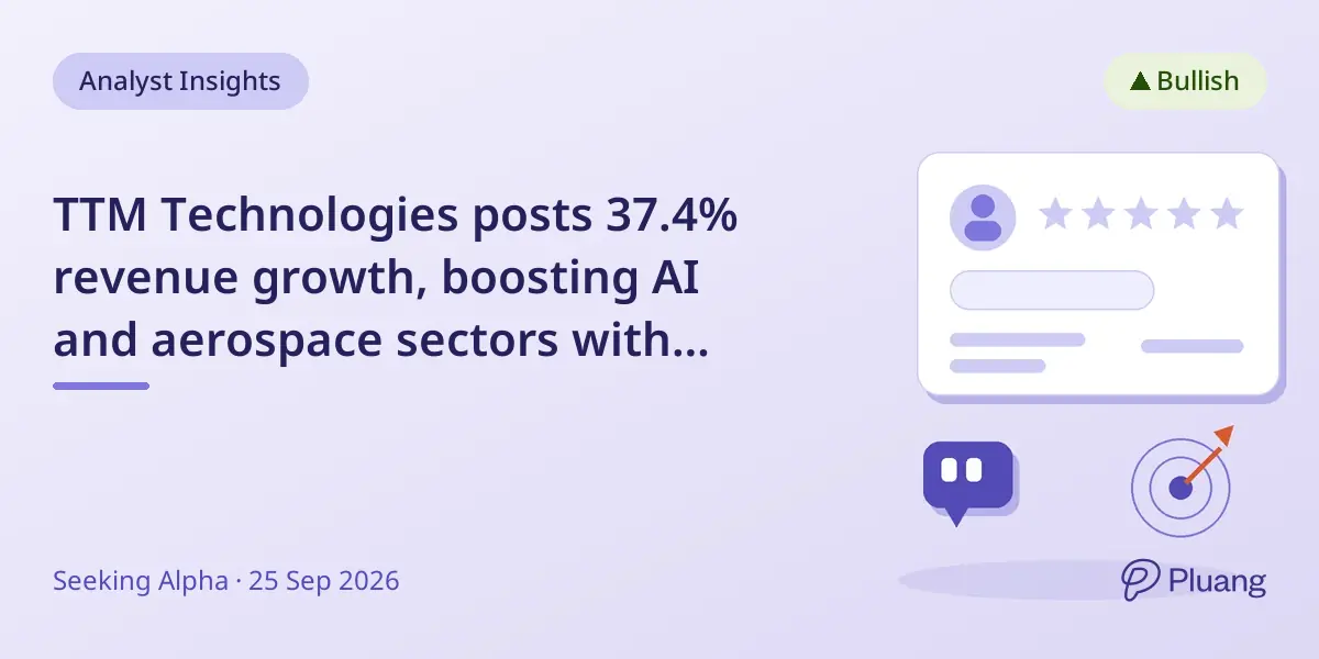 TTM Technologies posts 37.4% revenue growth, boosting AI and aerospace sectors with record earnings.