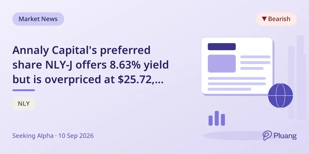 Annaly Capital's preferred share NLY-J offers 8.63% yield but is overpriced at $25.72, limiting its appeal.