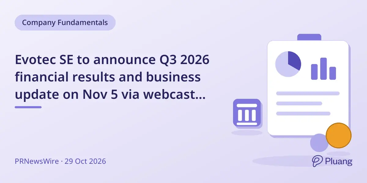 Evotec SE to announce Q3 2026 financial results and business update on Nov 5 via webcast and call