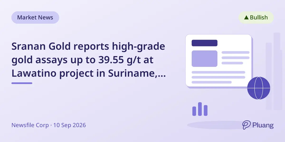 Sranan Gold reports high-grade gold assays up to 39.55 g/t at Lawatino project in Suriname, plans drilling in late 2026.