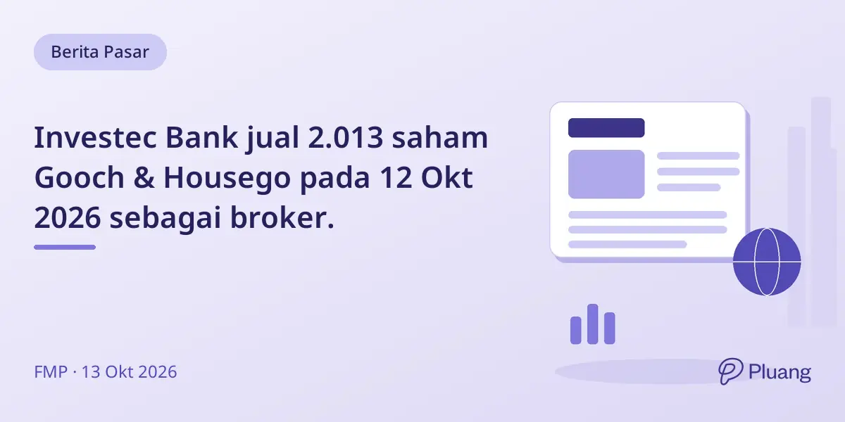 Investec Bank jual 2.013 saham Gooch & Housego pada 12 Okt 2026 sebagai broker.