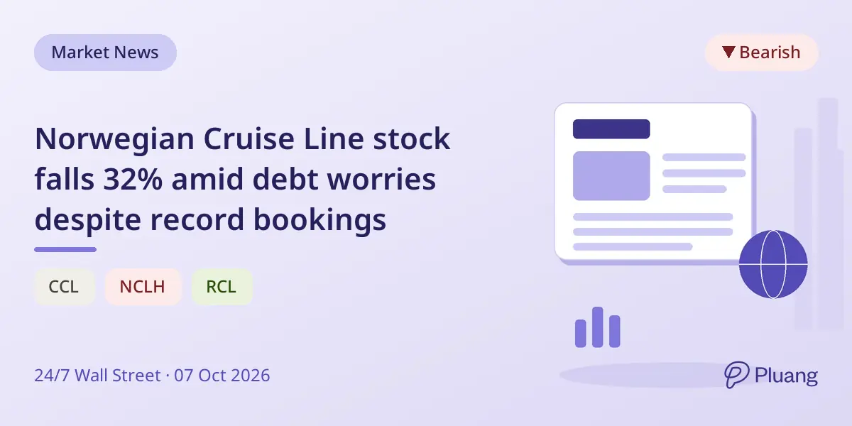 Norwegian Cruise Line stock falls 32% amid debt worries despite record bookings