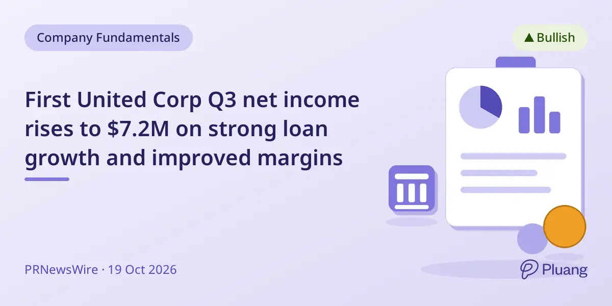 First United Corp Q3 net income rises to $7.2M on strong loan growth and improved margins
