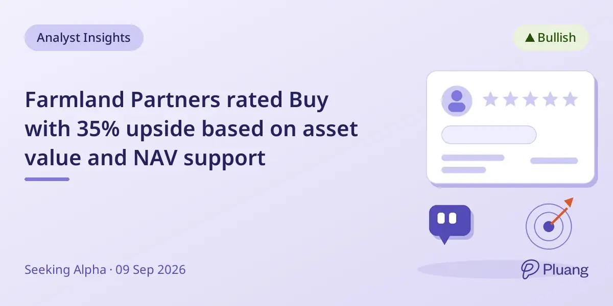 Farmland Partners rated Buy with 35% upside based on asset value and NAV support