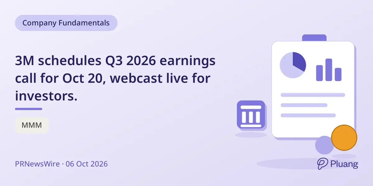 3M schedules Q3 2026 earnings call for Oct 20, webcast live for investors.