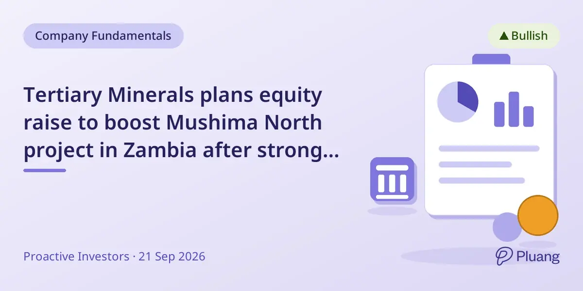 Tertiary Minerals plans equity raise to boost Mushima North project in Zambia after strong drilling results
