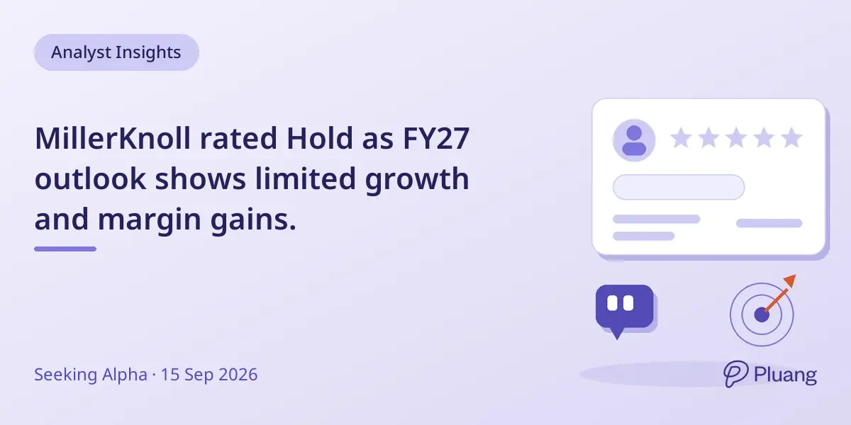 MillerKnoll rated Hold as FY27 outlook shows limited growth and margin gains.