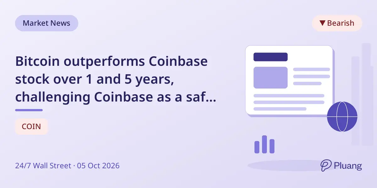 Bitcoin outperforms Coinbase stock over 1 and 5 years, challenging Coinbase as a safer crypto investment.