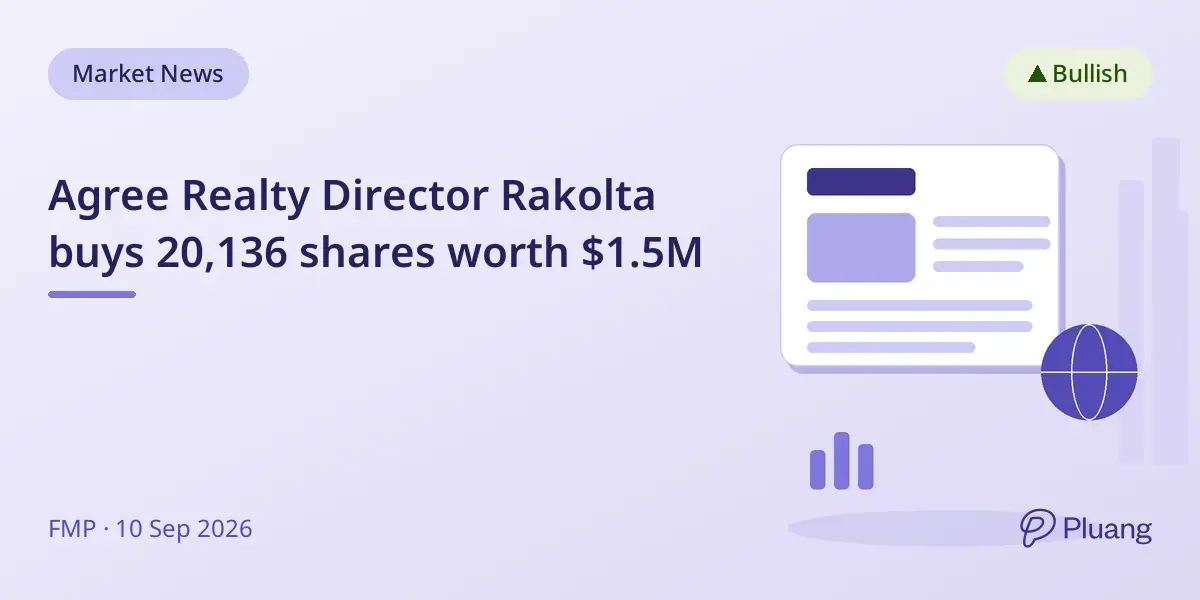 Agree Realty Director Rakolta buys 20,136 shares worth $1.5M