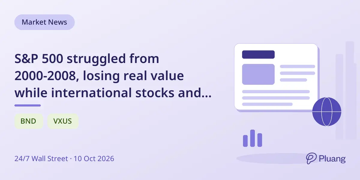 S&P 500 struggled from 2000-2008, losing real value while international stocks and bonds gained.