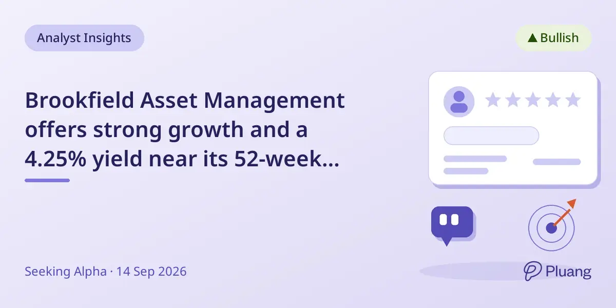Brookfield Asset Management offers strong growth and a 4.25% yield near its 52-week low, rated 'Strong Buy'.