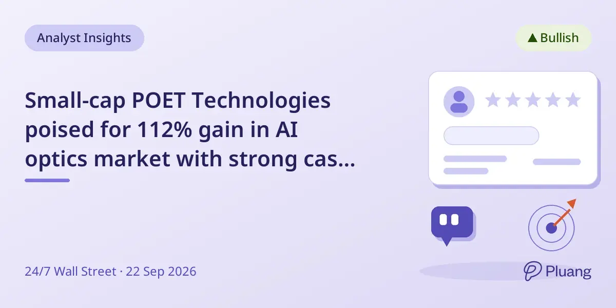 Small-cap POET Technologies poised for 112% gain in AI optics market with strong cash and key customer deal.