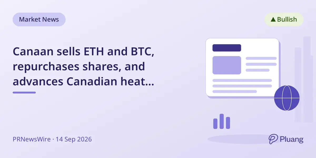 Canaan sells ETH and BTC, repurchases shares, and advances Canadian heat recovery project