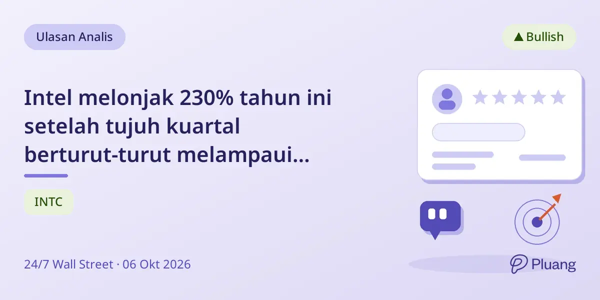 Intel melonjak 230% tahun ini setelah tujuh kuartal berturut-turut melampaui ekspektasi laba.