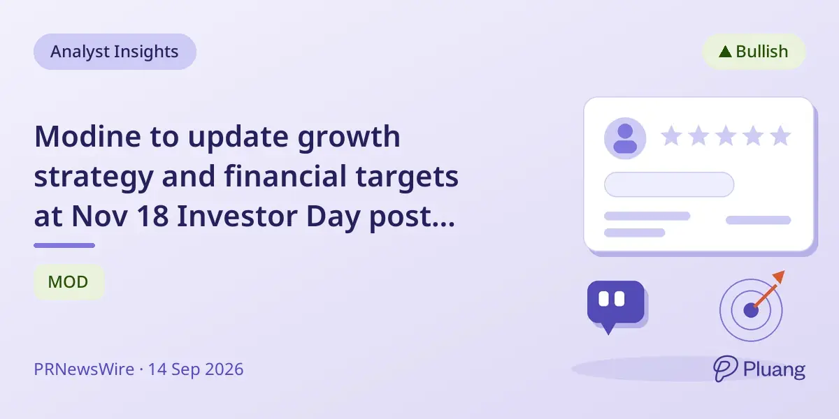 Modine to update growth strategy and financial targets at Nov 18 Investor Day post spin-off