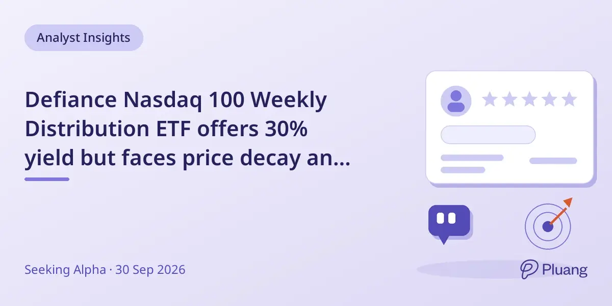 Defiance Nasdaq 100 Weekly Distribution ETF offers 30% yield but faces price decay and high expenses, rated HOLD.