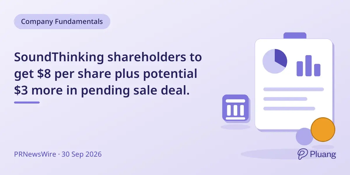 SoundThinking shareholders to get $8 per share plus potential $3 more in pending sale deal.