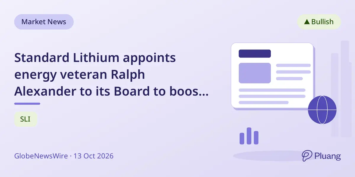 Standard Lithium appoints energy veteran Ralph Alexander to its Board to boost growth and project development.