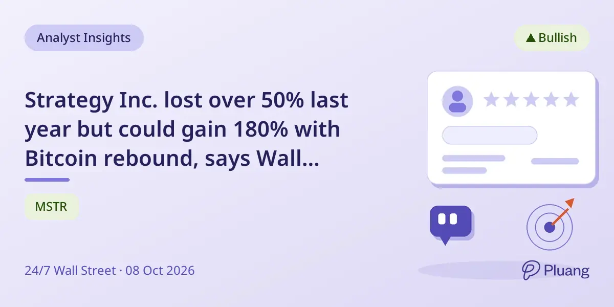 Strategy Inc. lost over 50% last year but could gain 180% with Bitcoin rebound, says Wall Street analyst.