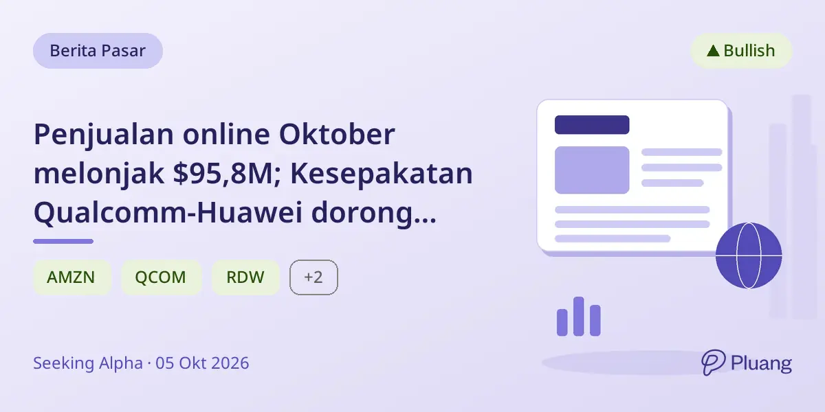 Penjualan online Oktober melonjak $95,8M; Kesepakatan Qualcomm-Huawei dorong saham teknologi; PTC naik setelah akuisisi $22,6M.