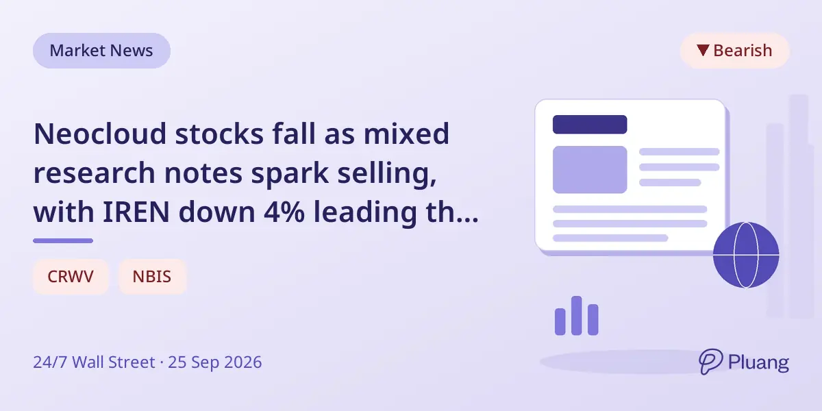 Neocloud stocks fall as mixed research notes spark selling, with IREN down 4% leading the decline.