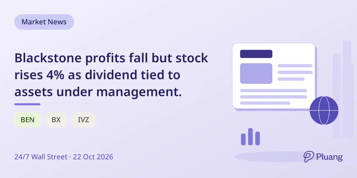 Blackstone profits fall but stock rises 4% as dividend tied to assets under management.
