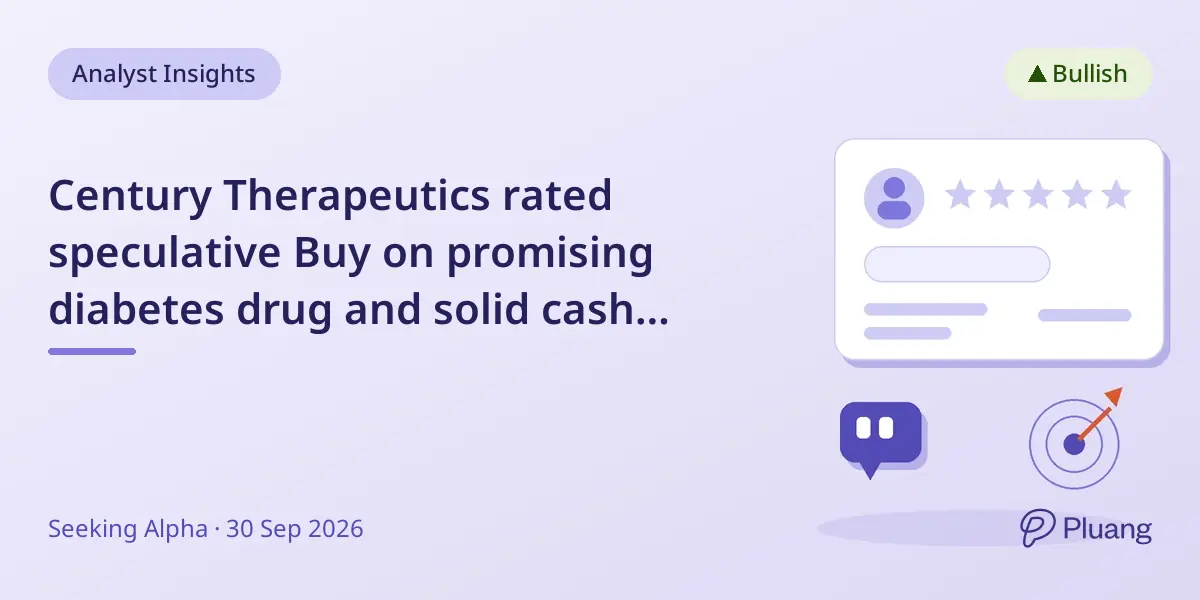 Century Therapeutics rated speculative Buy on promising diabetes drug and solid cash runway.