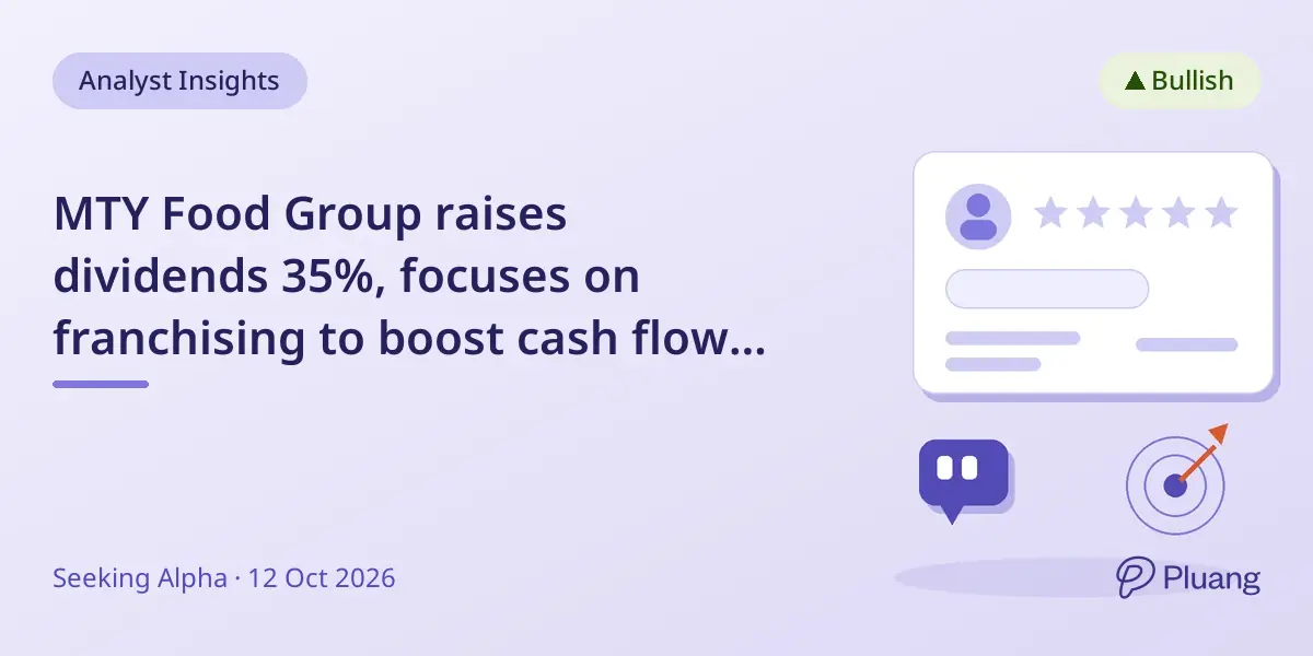 MTY Food Group raises dividends 35%, focuses on franchising to boost cash flow and shareholder returns.