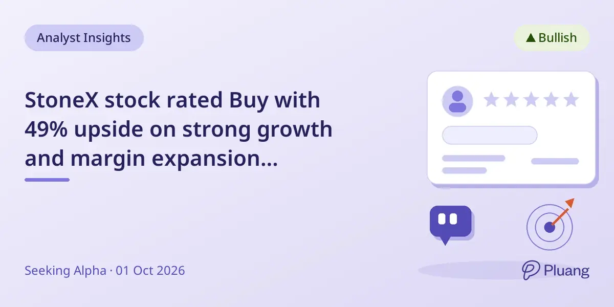 StoneX stock rated Buy with 49% upside on strong growth and margin expansion potential.