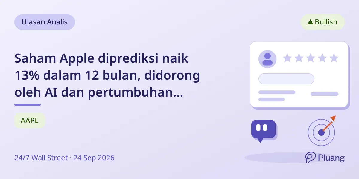 Saham Apple diprediksi naik 13% dalam 12 bulan, didorong oleh AI dan pertumbuhan layanan yang kuat.