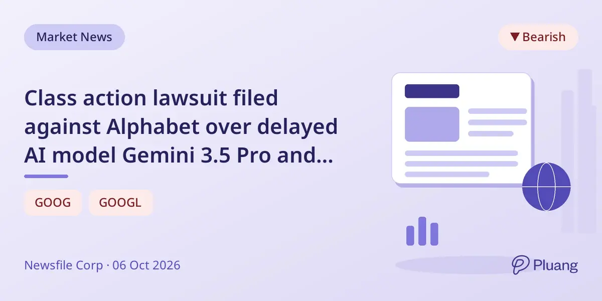 Class action lawsuit filed against Alphabet over delayed AI model Gemini 3.5 Pro and stock drop.