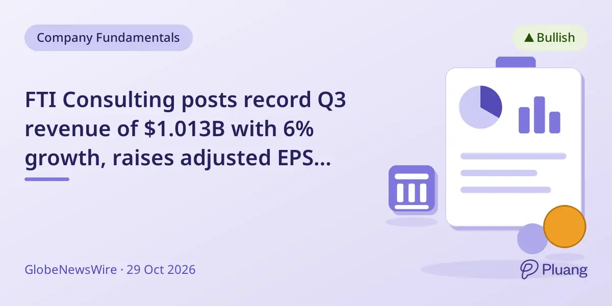 FTI Consulting posts record Q3 revenue of $1.013B with 6% growth, raises adjusted EPS guidance for 2026.