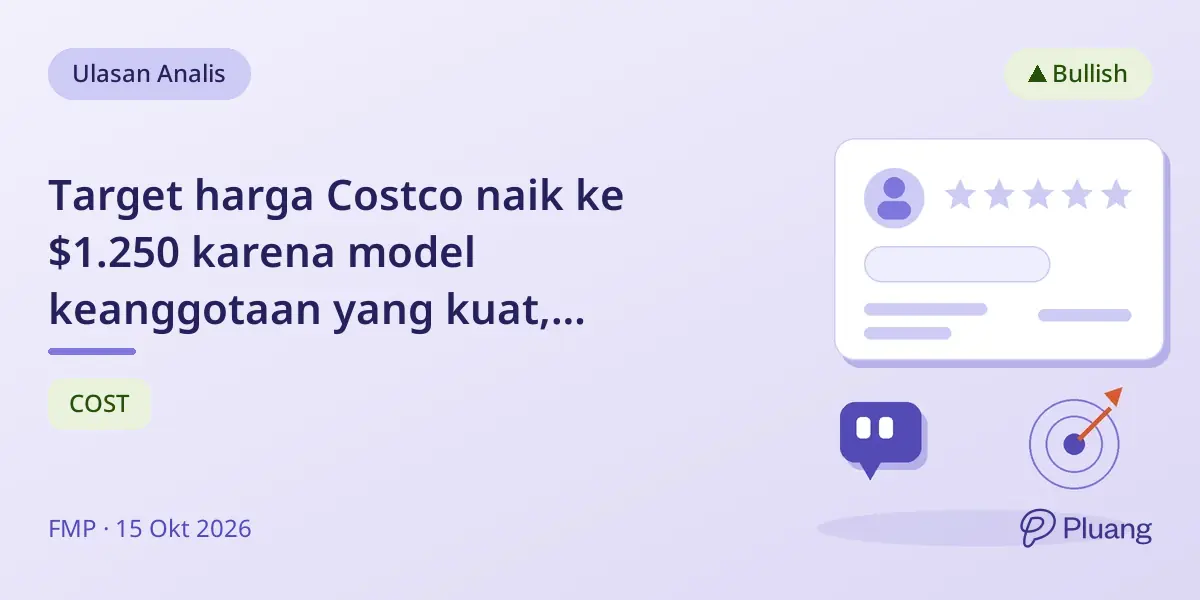 Target harga Costco naik ke $1.250 karena model keanggotaan yang kuat, potensi kenaikan 27,8%.