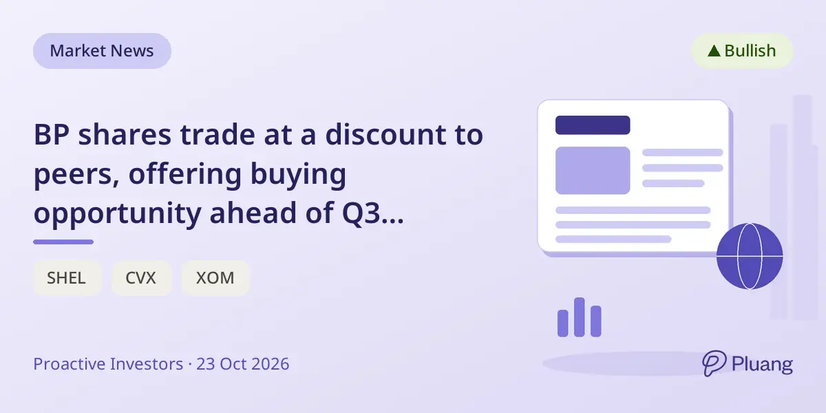 BP shares trade at a discount to peers, offering buying opportunity ahead of Q3 results, says Citi.