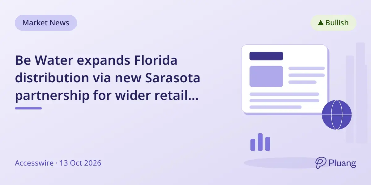 Be Water expands Florida distribution via new Sarasota partnership for wider retail reach.