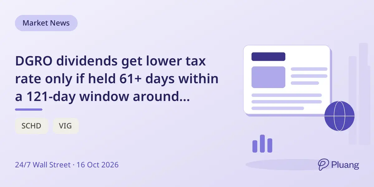 DGRO dividends get lower tax rate only if held 61+ days within a 121-day window around ex-dividend date