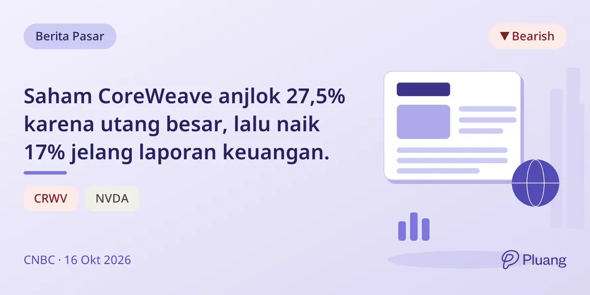 Saham CoreWeave anjlok 27,5% karena utang besar, lalu naik 17% jelang laporan keuangan.